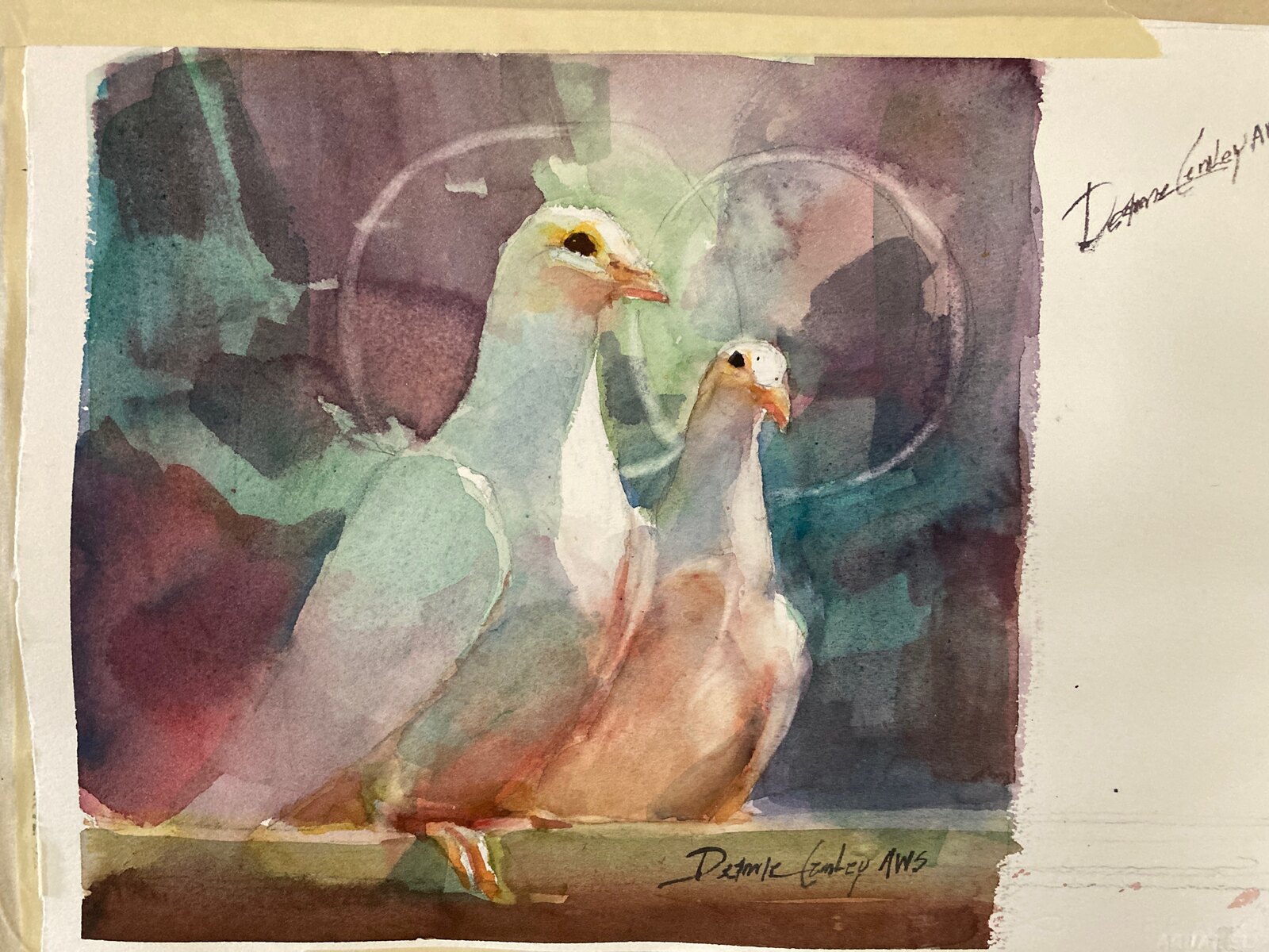 Painting of a couple with white doves